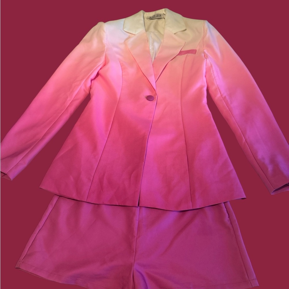 KAILIER Women’s Ombre Pink Blazer Jacket and matching shorts. Size small - Picture 7 of 11